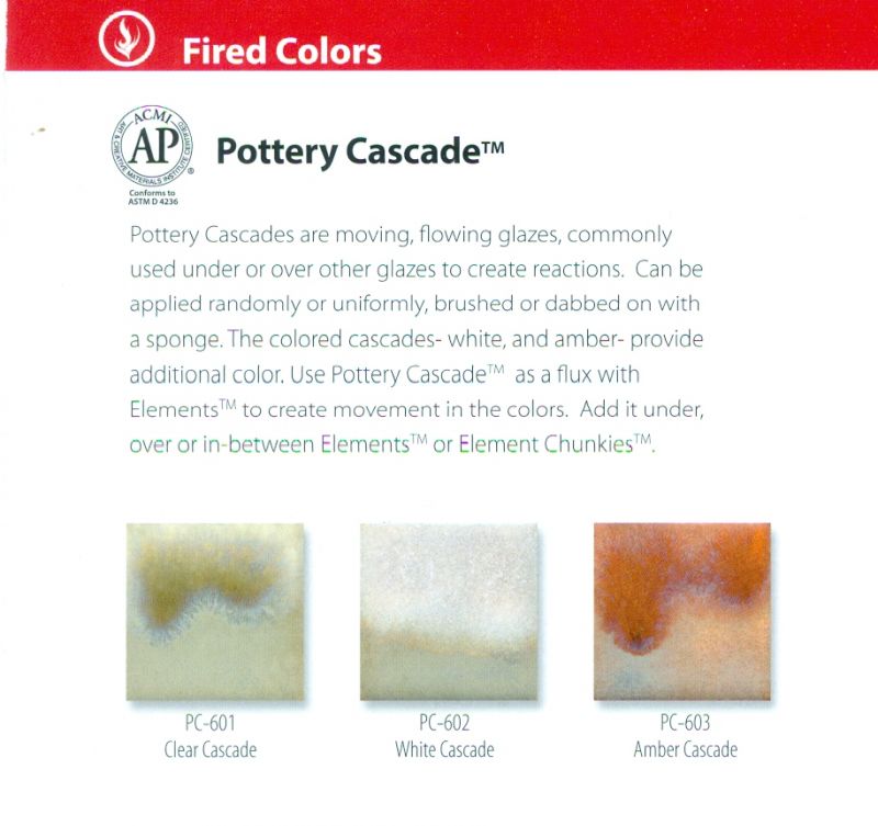 Mayco Pottery Cascade - PC-601 - Clear Cascade - 4 fluid oz.